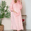 Double Take Full Size Pocketed Hooded Midi Lounge Dress - Dusty Pink