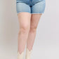 Judy Blue Full Size High Waist Western Embroidery Detail Cut Off Denim Shorts Plus Size - Farnelli