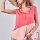 BiBi Color Block Contrast Stitching Buttoned Henley Top - Farnelli