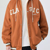 Men's Plus Size Snap Down Long Sleeve Drawstring Hooded Jacket - Caramel Color