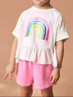 Children's Sequin Rainbow Top and Shorts Set - Farnelli