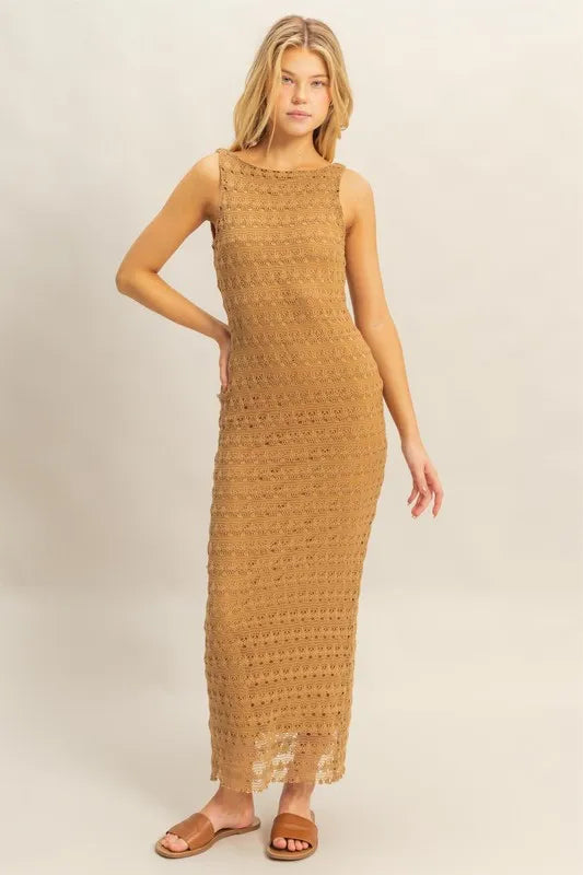 HYFVE Sleeveless Crochet Open Back Maxi Dress - Farnelli