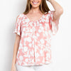 Be Stage Full Size Foral Cold Shoulder Top - Pink