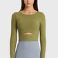 Millennia Cutout Long Sleeve Cropped Sports Top - Farnelli