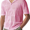 Men's Button Down Checkered Eyelet Shirt - Pink