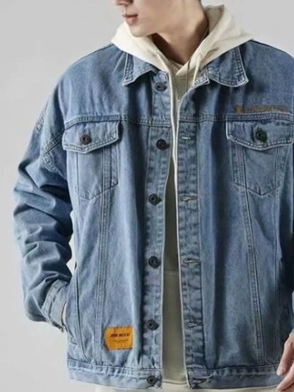 Men's Plus Size Button Up Denim Jacket - Farnelli