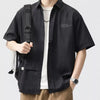 Men's Plus Size Plaid Button Up Short Sleeve Shirt - Black