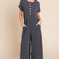 BOMBOM Rib Knit Jumpsuit with Button Detail - Farnelli