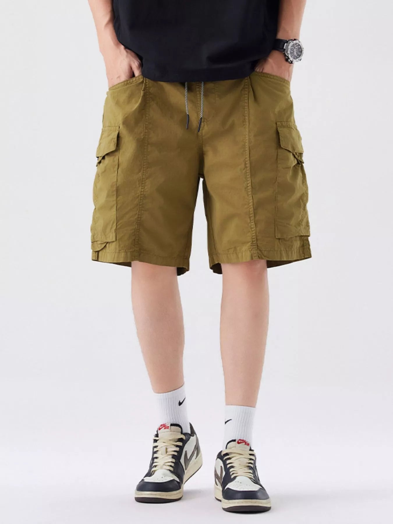 Men's Full Size Drawstring Cargo Shorts Plus Size - Farnelli