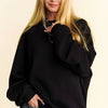 Davi & Dani Round Neck Raglan Sleeve Sweatshirt - Black