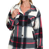 Zenana Oversized Plaid Fleece Shacket - BLACK