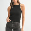 MABLE Ribbed Knit Tank - Black
