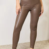 e.Luna Full Size High Waist Skinny Pants - Mocha