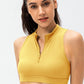 Full Size Cropped Cutout Back Zipper Front Active Tank Top - Farnelli