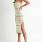 MABLE Contrast Striped Crochet Knit Midi Dress - Farnelli
