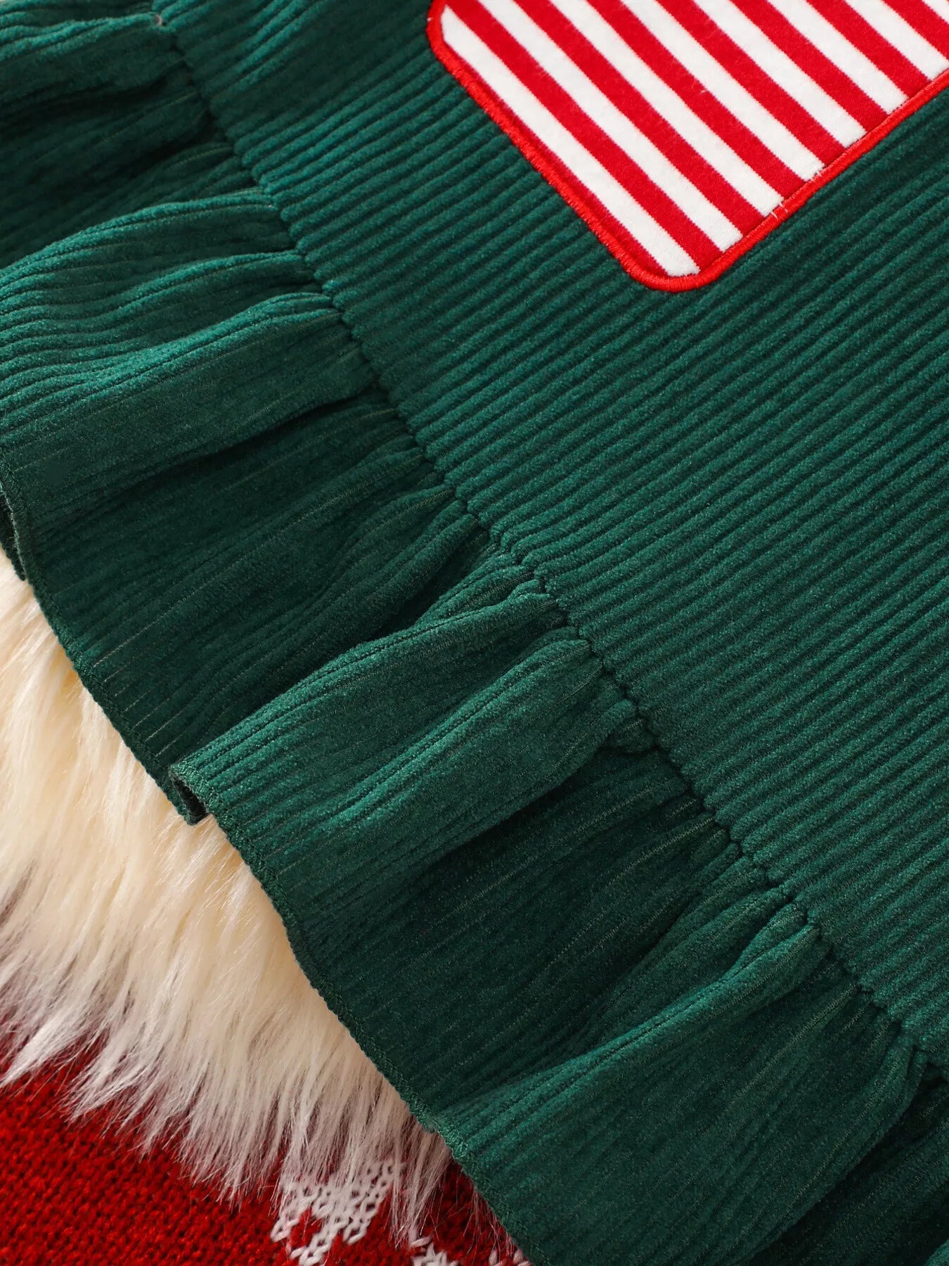 Children's Christmas Striped Bodysuit and Dress Set with Headband - Farnelli