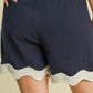 Umgee Full Size Color Blocked Scalloped Hem Shorts Plus Size - Farnelli