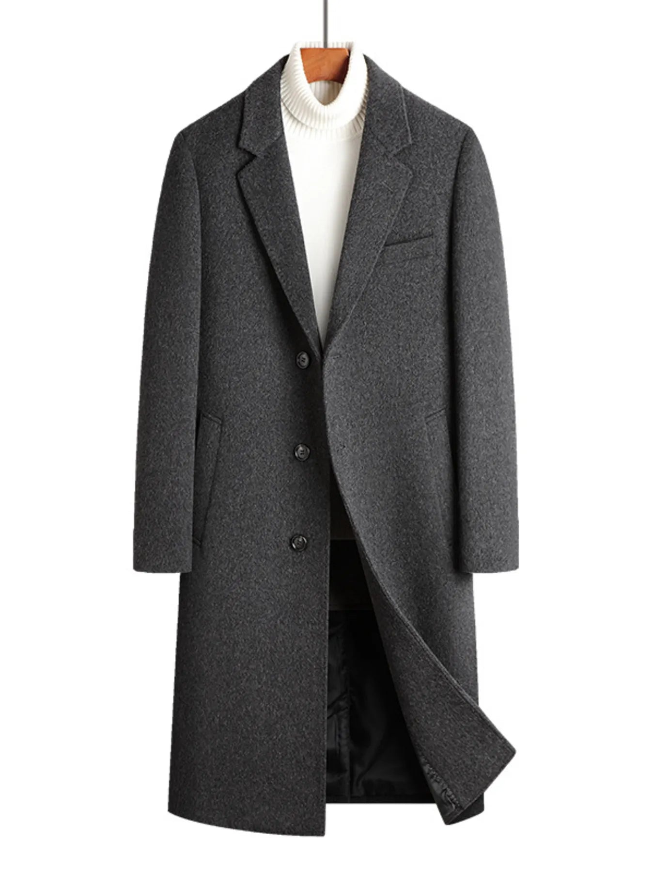 Men's Classic Button Up Longline Overcoat - Farnelli
