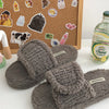 Cozy Fuzzy Open Toe Slippers - Grey