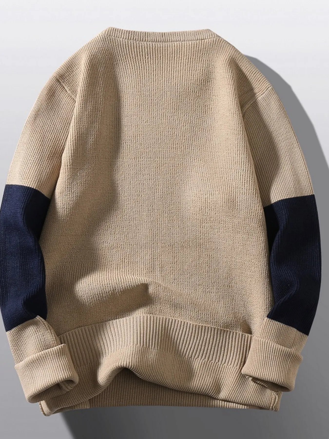 Men's Plus Size Color Block Round Neck Sweater - Farnelli