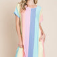 BOMBOM Striped Short Sleeve Dress with Pockets - Farnelli
