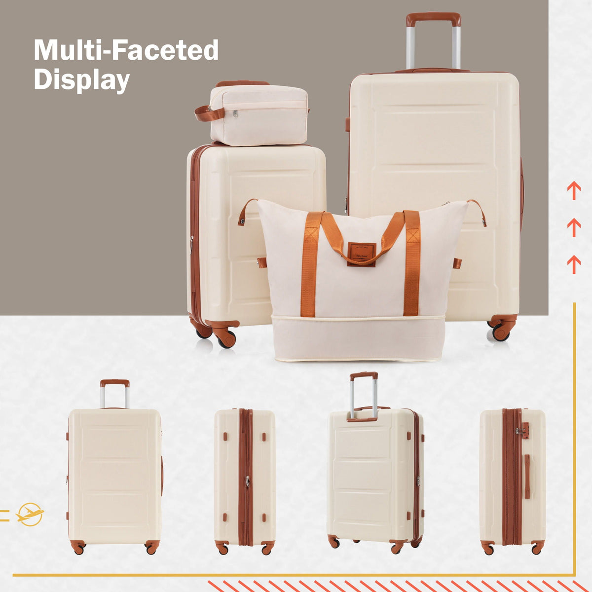 HouseOfZazla expandable 2-piece luggage set with TSA lock and spinner wheels in multiple colors