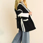 Davi & Dani Fuzzy Trim Open Front Loose Fit Cardigan - Farnelli