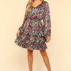 Haptics V-Neck Satin Floral Layered Dress - Multi