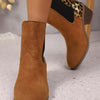 Leopard Print Chelsea Ankle Boots with Block Heel - Brown