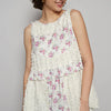 POL Floral Textured Round Neck Sleeveless Top - Ivory