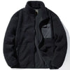 Men's Plus Size Warm Fleece Zip-Up Jacket - Black