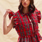 SO ME Christmas Holiday Plaid Ruffled Quilt Vest Top - Farnelli