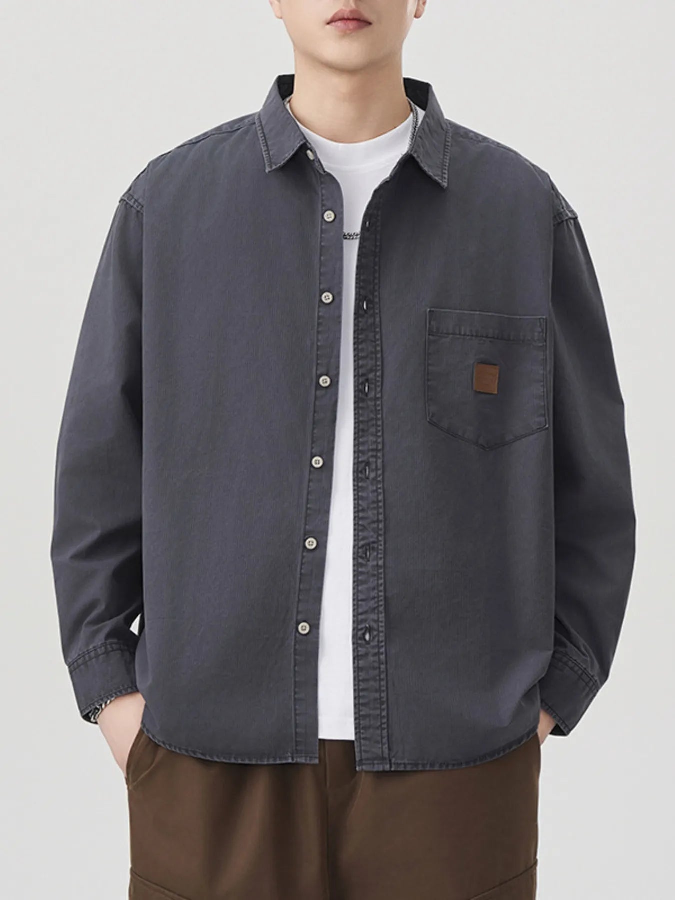 Men's Plus Size Button Up Long Sleeve Shirt - Farnelli