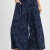 Umgee Jacquard Wide-Leg Pants - Navy
