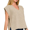 Zenana Oversized Sweater Vest with Side Slit - H MOCHA