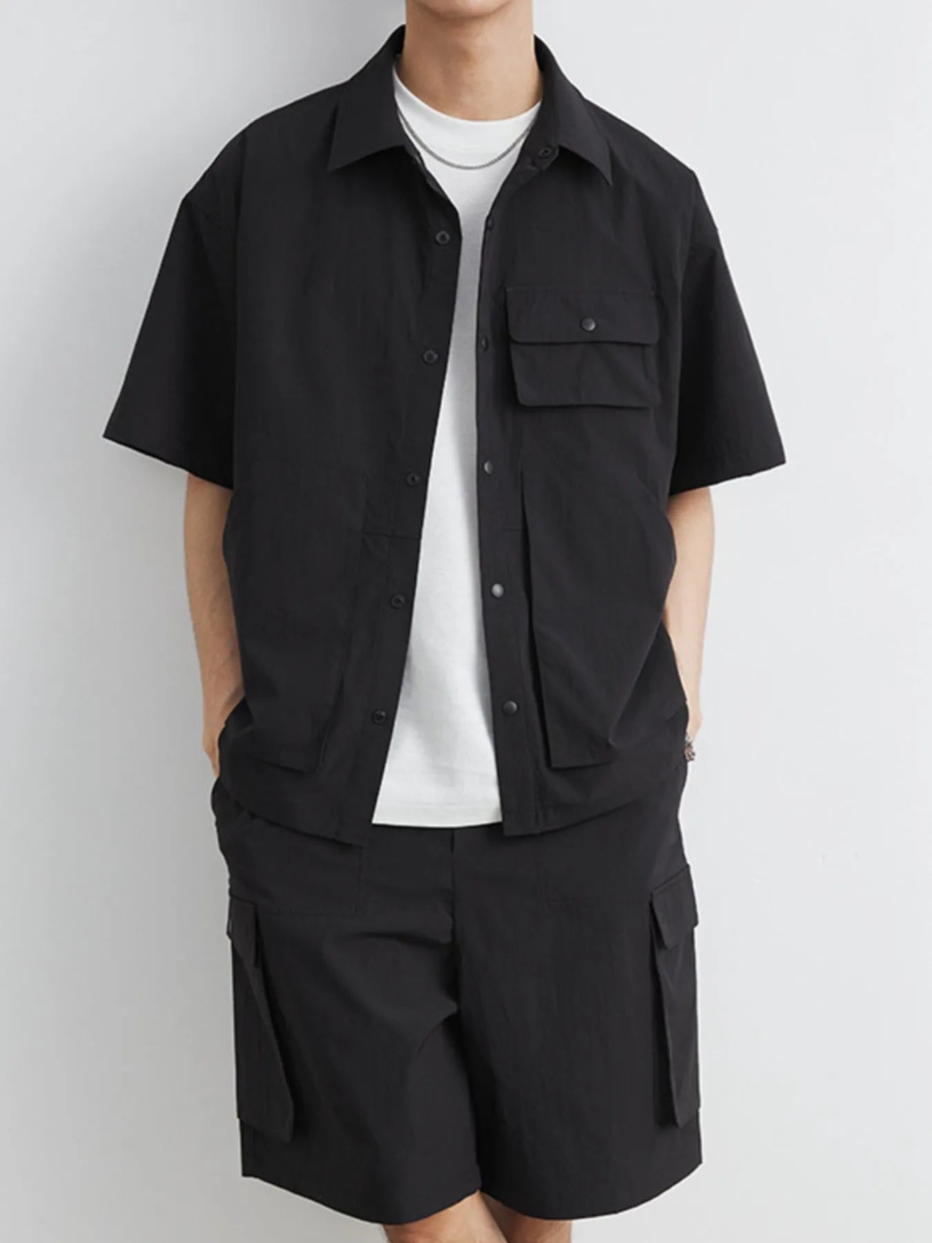 Men's Plus Size Button Up Short Sleeve Shirt and Shorts Set - Farnelli