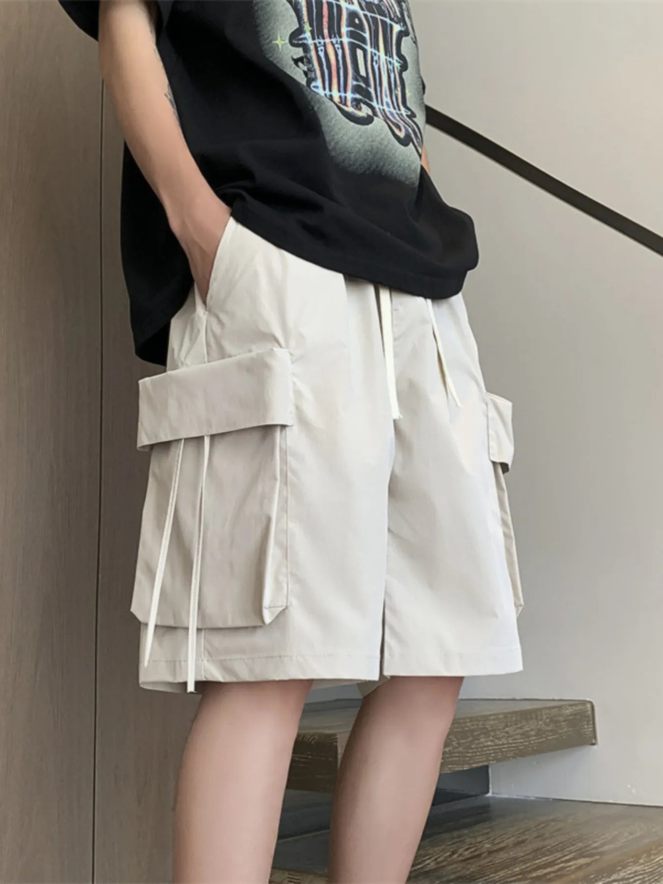 Men's Plus Size Drawstring Loose Fit Cargo Shorts - Farnelli