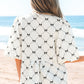 Ezra Bowknot Print Front Knots Bubble Sleeve Blouse - Farnelli
