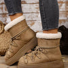 Round Toe Lace Up Platform Boots - Khaki