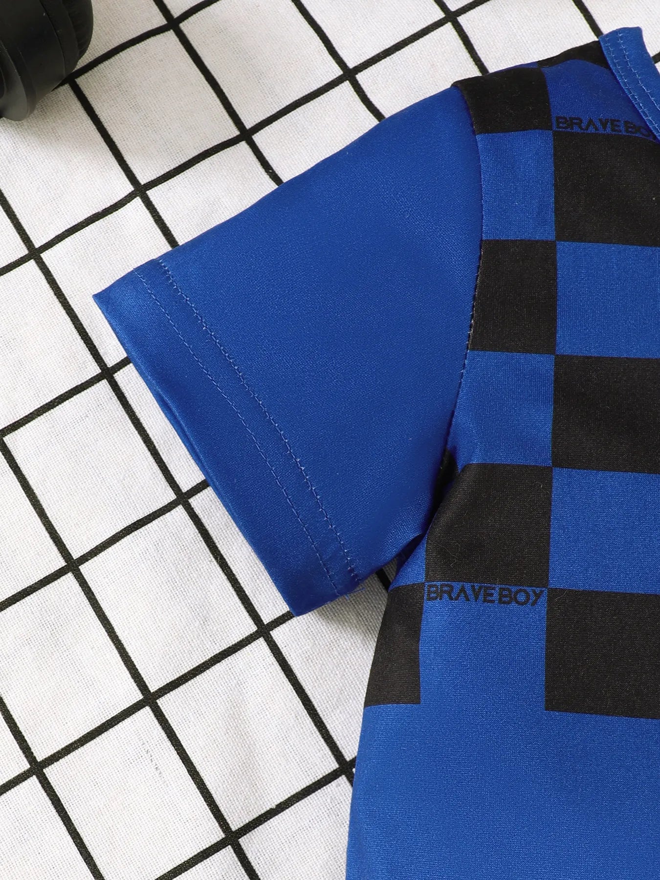 Children's Letter Round Neck Top and Denim Shorts Set - Farnelli