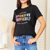 Simply Love Slogan Graphic Cuffed Sleeve T-Shirt - Black