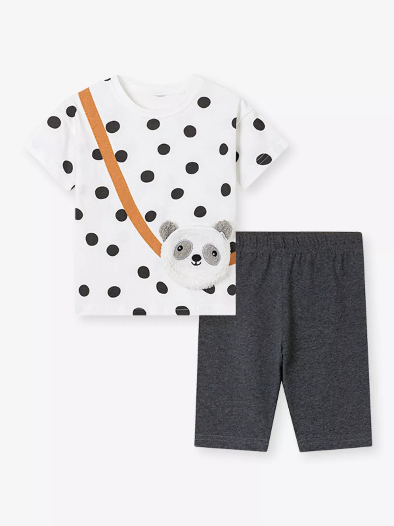 Children's Panda Plush Bag Polka Dot Outfit Set - Farnelli