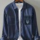 Men's Plus Size Striped Button Up Long Sleeve Shirt - Farnelli