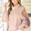 Hailey & Co Leopard Sleeve Color Block Knit Top - Mocha