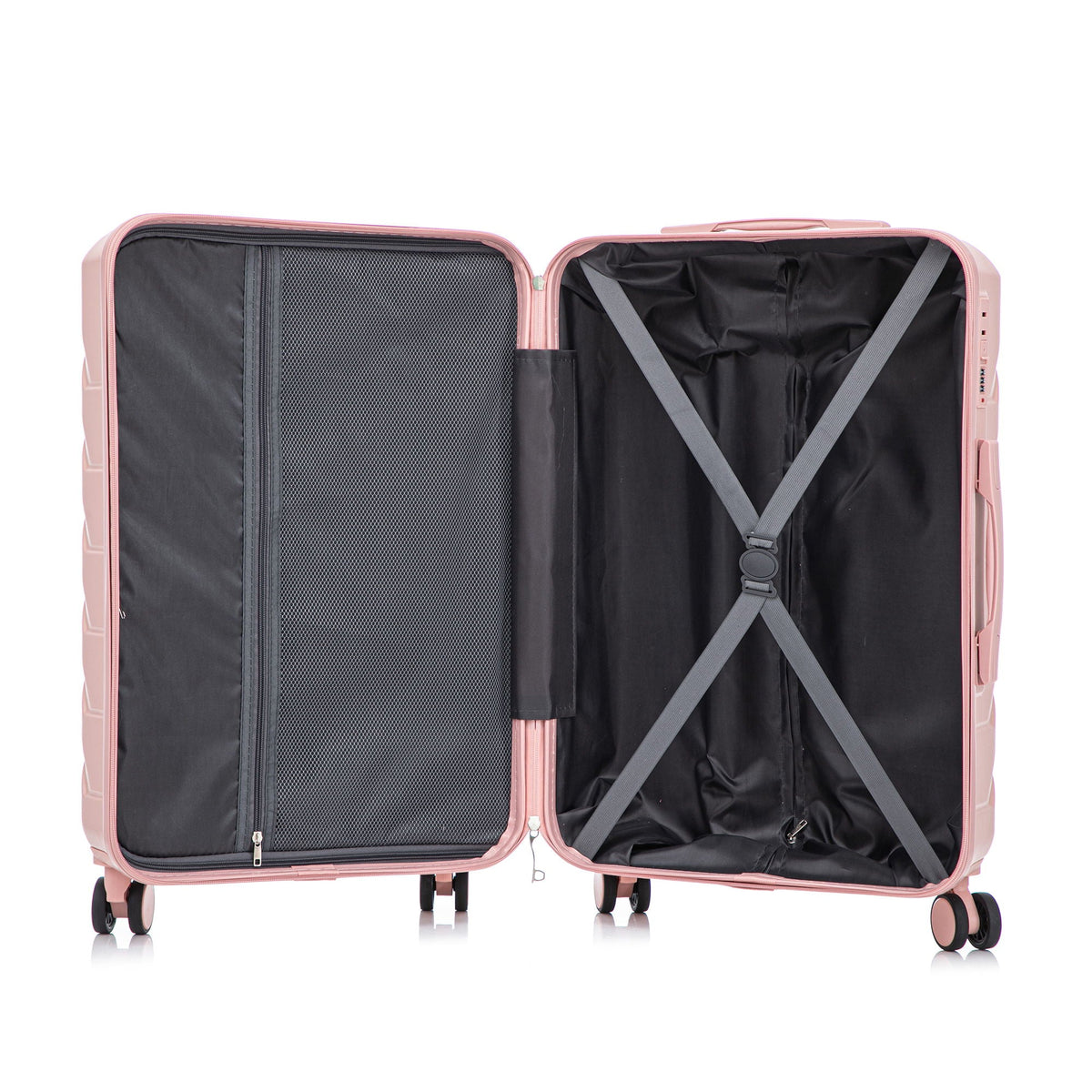 HouseOfZazla 3-piece spinner wheel luggage set with combination locks in assorted sizes