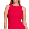 Zenana Ribbed Round Neck Tank Top - Red
