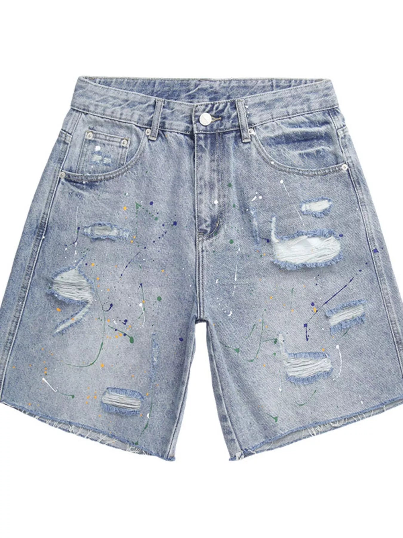Men's Distressed Paint Splatter Denim Shorts - Farnelli