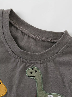 Children's Dinosaur Applique T-Shirt and Shorts Set - Farnelli