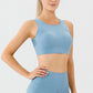 Round Neck Wide Strap Active Bra - Farnelli