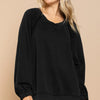 POL Back Cross Strap Detail Balloon Sleeve Sweatshirt - Black